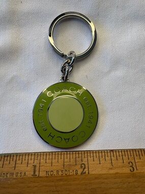 Coach Olive Green Round Logo Keyring
